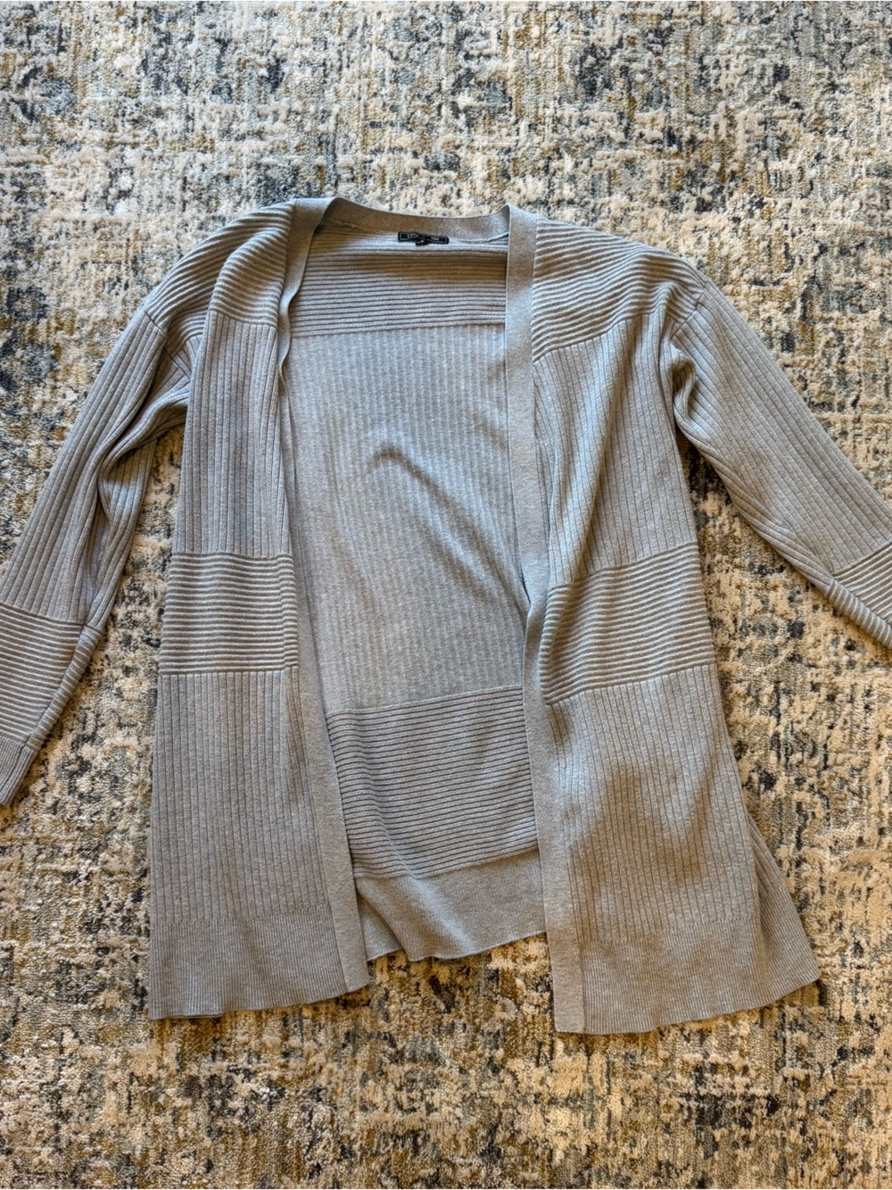 Open-Front Ribbed Cardigan - Light Gray - Picture 2 of 4